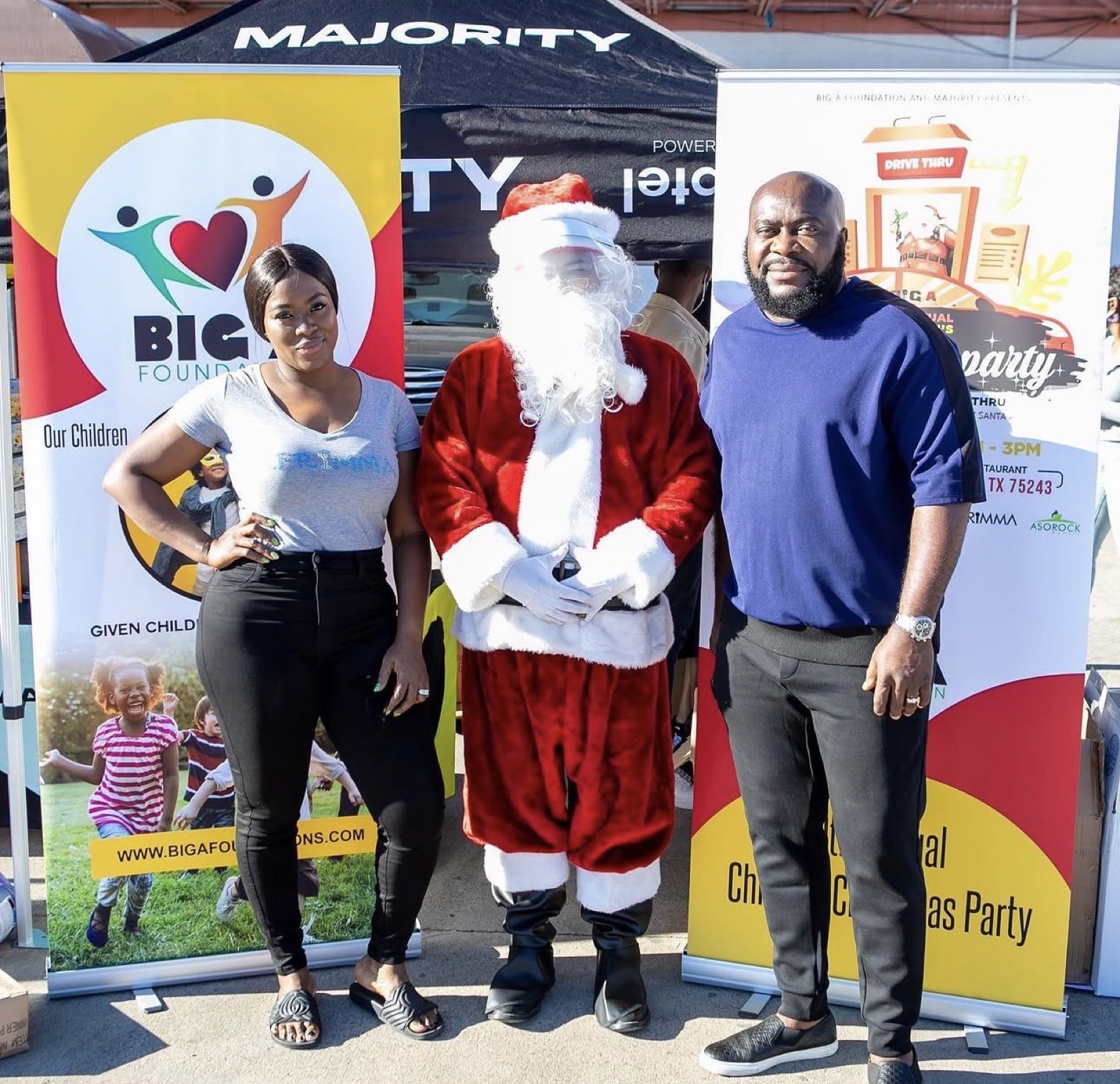 Anderson and Nwayabuife Obiagwu, founders of Big A Foundation, at the Children's Christmas Party